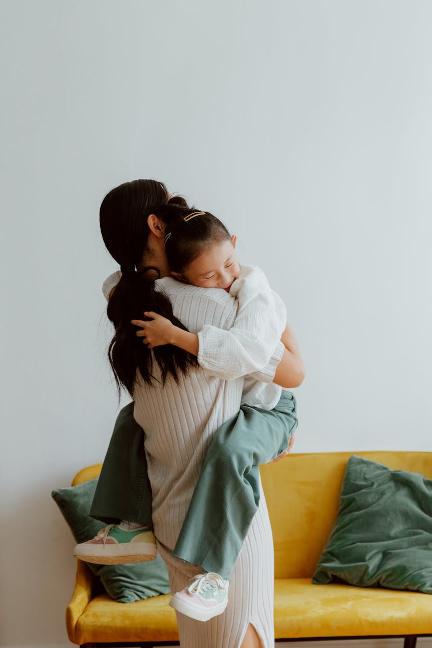 Parent comforting child