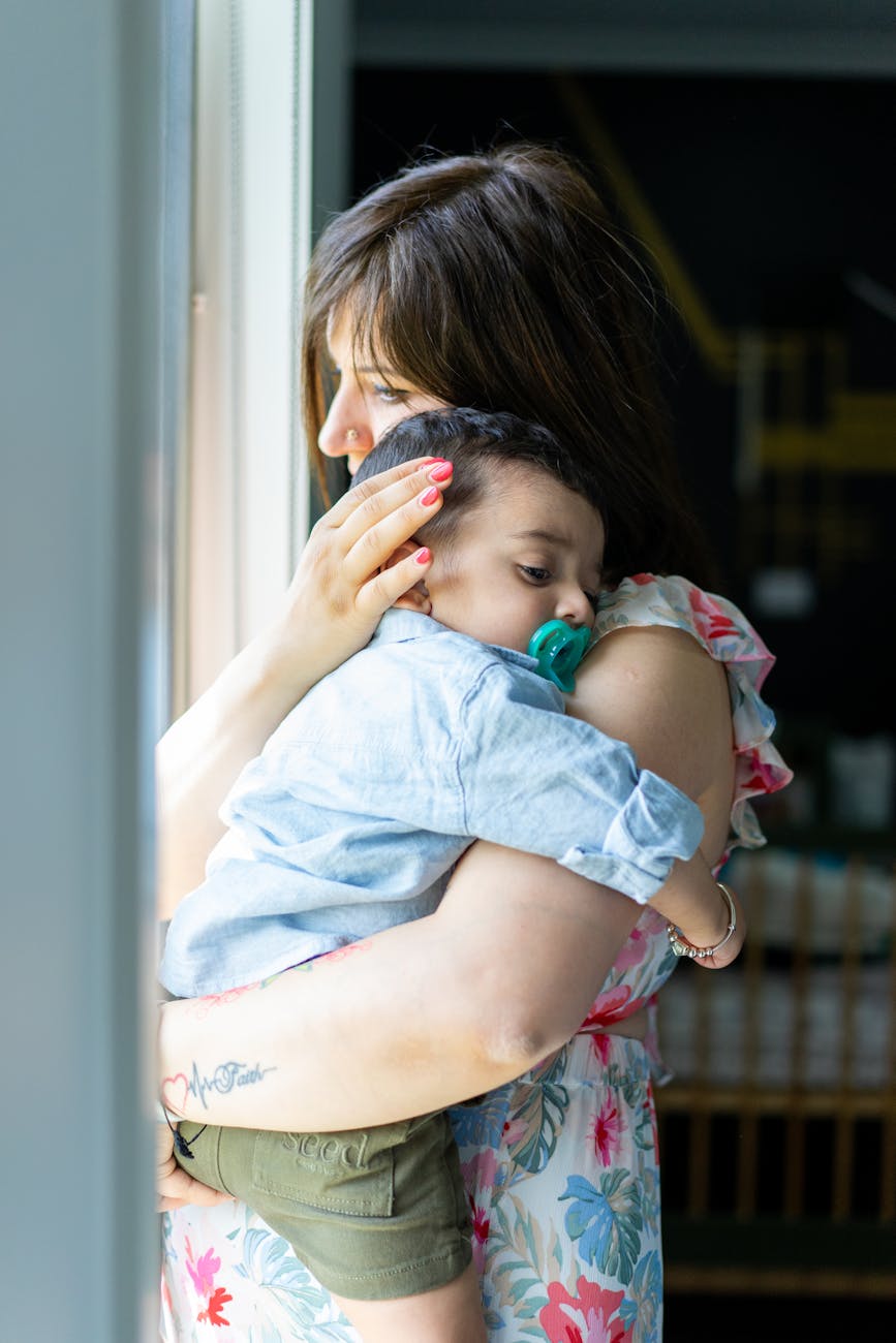 Parent comforting child
